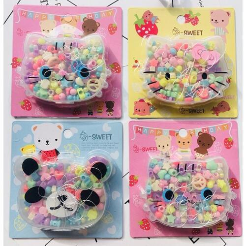 Kids Puzzle DIY Colorful Acrylic Bead Craft Toys Early Educational Toys Girls Handmade Jewelry Necklace Bracelet DIY Beads Gifts