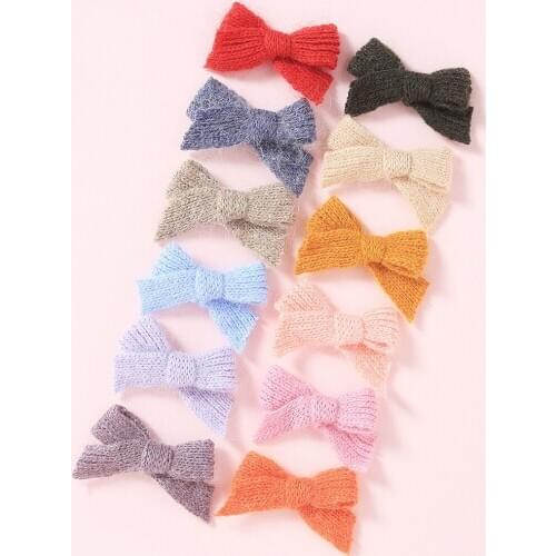 Baby Hair Clips Bow Hairpins For Women Girls Woolen Hair Accessories Winter Children Barrette Candy Color Kids Hairclips Fashion