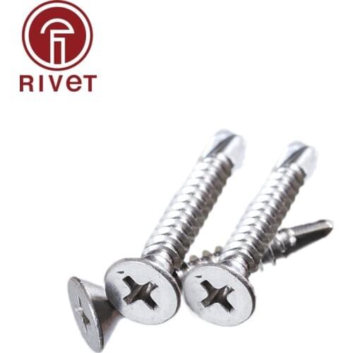 DIN7504P 304 A2-70 Stainless Steel Large Flat Head Self Tapping Screws Drilling Tail Screw ST3.5 ST3.9 ST4.2 ST4.8 ST5.5 ST6.3