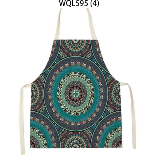Painted Mandala Geometric Figure Patterned Clean Art Aprons Home Cooking Kitchen Is Resistant Dirt Apron Chef Wearing Adult Bib