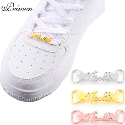 Custom Name Shoe-buckle Personalized Stainless Steel Nameplate Buckie Charm Unisex Leisure Sneakers Shoe Tags Jewelry Accessory