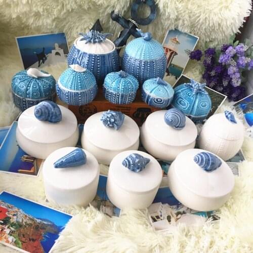 Mediterranean Style Ceramic Jar Sugar Cans Sealed Cans Kitchen Storage Snack Jars Home Decoration Ornaments Cabinet Furnishings