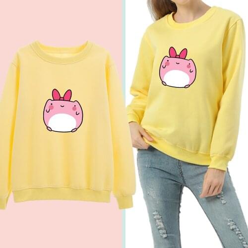 Kawaii Pink Frog Sweatshirt Cotton Thermal 90s Aesthetic Harajuku Hoodie for Girls Jacket Crewneck Drop Shoulder Clothes Outfit