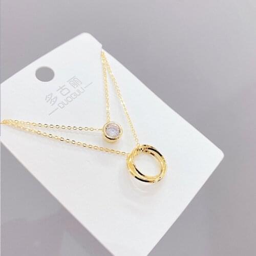 Korean-Style Fashion Micro-Inlaid Zircon Necklace Womens Clavicle Chain Detachable Dual-Use Jewelry