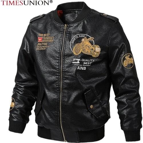 Fashion Autumn Bomber Jackets Leather Jacket Men Plus Size 5XL 6XL Embroidery Motorcycle Jacket Casual PU Leather Coat for Men