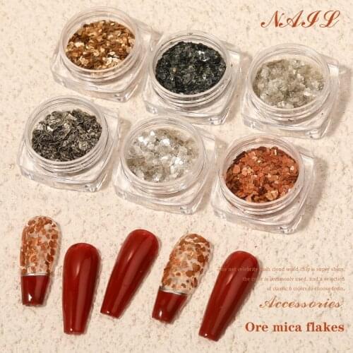 Nail Art Marble Mica Sheet Irregular Metal Thin Fragments Mixed Highlight Copper Gold Sheet DIY Art Nail Decoration Accessories