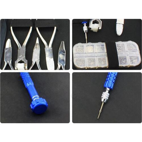 Pack of 7 pcs Multi Optical Eyeglasses Pliers with 1 Multi Chargeable bits Screwdrivers and 1 carrying bag JR711