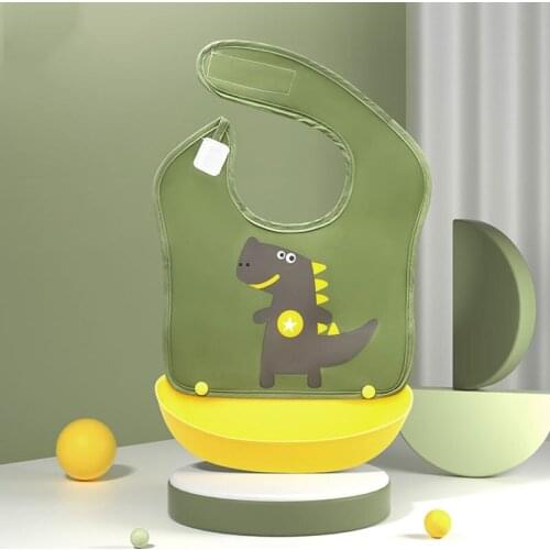 Cartoon Pattern Polyester Silicon Waterproof Adjustable Baby Bibs Solid Food Self Feeding for Child Infant Kid Children Gift