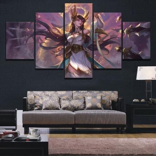 Wall Art Poster 5 Piece LOL Irelia Modular Pictures Game Decor Bedroom Living Room Home Decoration Canvas Paintings