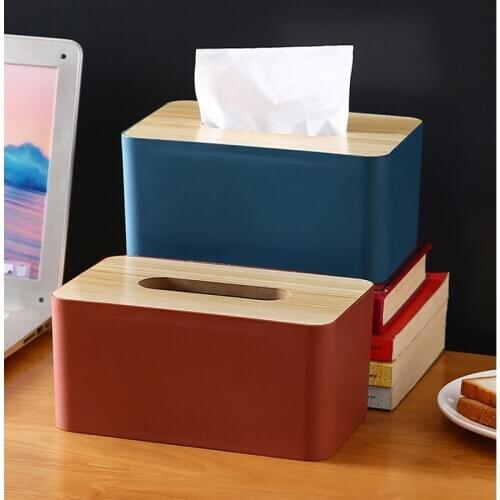 Nordic Style Wood Plastic Tissue Box Paper Towel Tissue Case Holder Home Table Decor Organizer Household Supplies Decoration