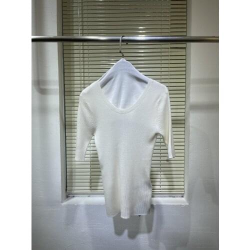 New women fashion 2021 short-sleeved casual wool back knit sweater 0323