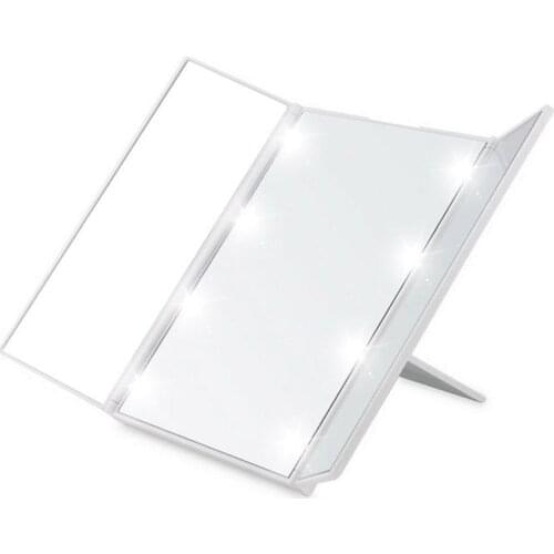 New Women Foldable Makeup Mirror Girls LED 3 Folding Portable Cosmetic Mirror Makeup Tool