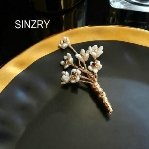SINZRY original design handmade natural irregular Pearl Flower Brooch pin creative scarf buckle pin fashion jewelry