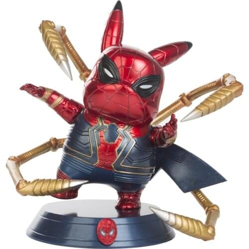 Genuine Pokémon Anime Figure Kawaii Ornament Pikachu COS Legends Spiderman Captain America The Avengers Birthday Present