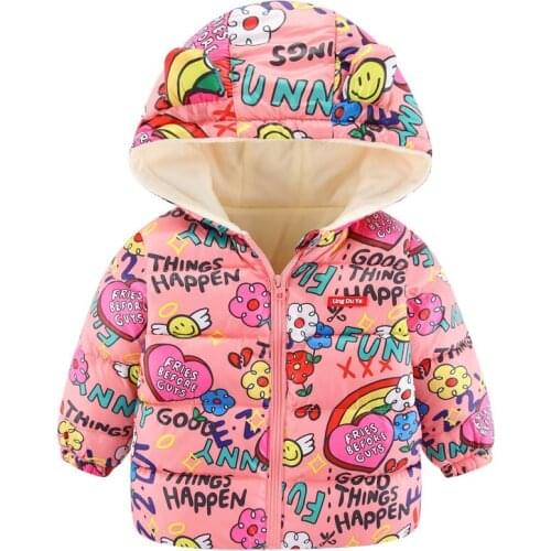Autumn and winter childrens down jacket boys and girls plus velvet warm jacket baby cute fashion cotton childrens clothing who
