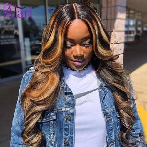 Ombre Human Hair Wig 4/27 Highlight Wig Peruvian Body Wave Lace Front Wig 100% Virgin Human Hair Wig Pre Plucked 180% Lace Wig