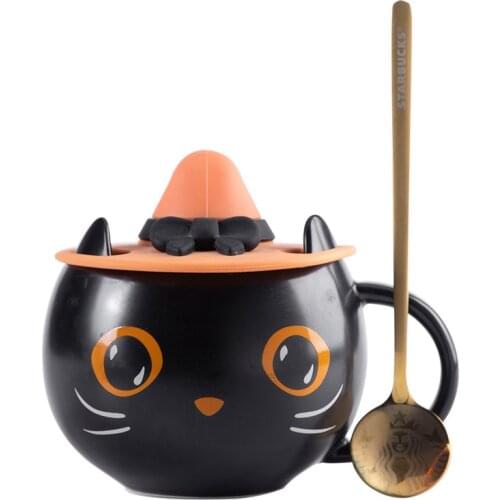 Personalized coffee mug with lid Halloween tea cup Gifts for family, desktop Decorative Cup Handle