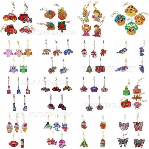 DIY Full Drill Special Shaped Diamond Painting Keychains Women Bag Pendant Jewelry Key Ring Diamond Embroidery Cross Stitch