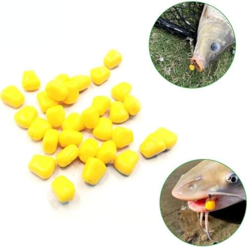 TIANNSII 100PCS Fishing Corn Floating Flavoured Soft Lure Grass Carp Bait Silicone Soft Plastic Bait Artificial Corn Flavor