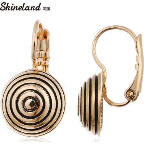 Shineland New High Quality trendy /White trendy /Rose trendy- Round Stripe Drop Earrings Women Fashion Jewelry Accessories