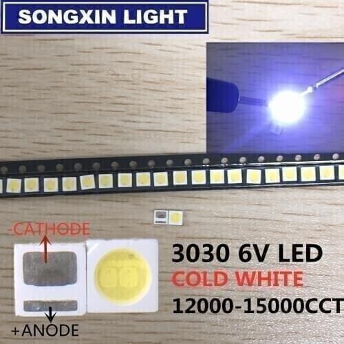 2000PCS EVERLIGHT LED Backlight High Power LED 2W 3030 6V 3V Cool white 165LM 62-123PAN3W/F155175MN7AS9C-T TV Application