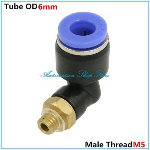 6mm Hole tube x M5 male thread L Shape Push in Pneumatic Connectors Elbow Quick Fittings PL6-M5