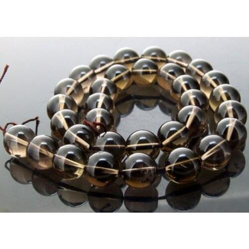 Unique Pearls jewellery Store Smoky Crystal Quartz 12mm Gemstone Loose Beads One Full Strand 15'' LC3-0298