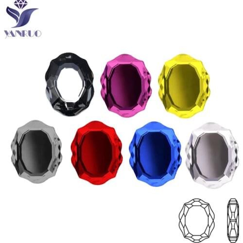 YanRuo 20pcs 6x8mm Nail Art Baroque Mirror Crystal Glass diamond jewelry Flat bottom shaped Diamond Nails Decorations