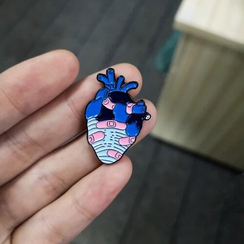 Blue band-aid heart Pin Human Heart Anatomy Enamel pins Brooches for Women Denim Jackets Accessories Lapel Pin For Gifts