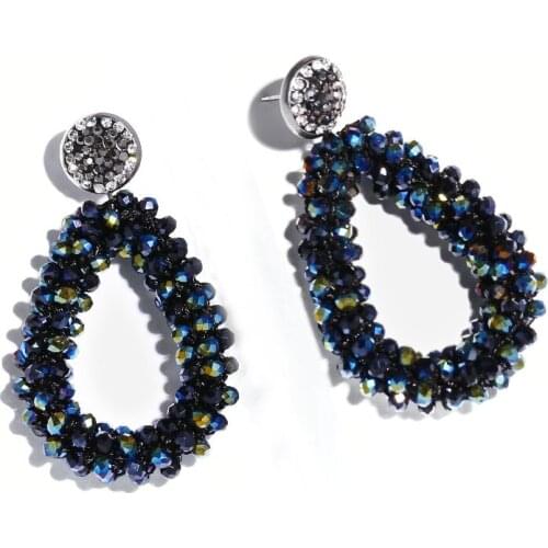 Handmade Beaded Water Drop Earrings for Women Colorful Crystal Beads Earrings Big Long Earrings boho statement Jewelry ers-n30