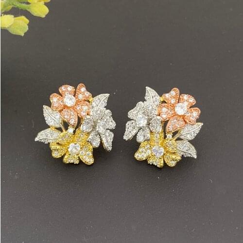 Lanyika Fashion Jewelry Elegant Little Flower Micro Plated Earrings For Women Wedding Banquet Daily Popular Best Gifts