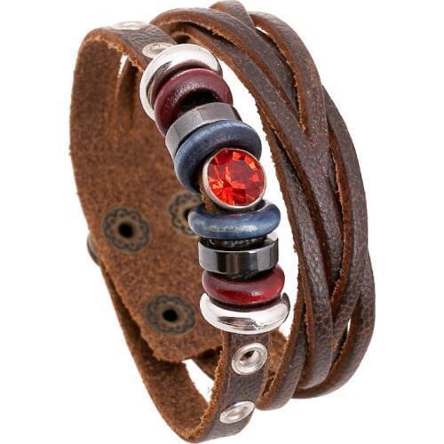 Female Vintage Punk Wrap Bracelets 2018 New Genuine Leather Bracelets for Women Men Jewelry Pulseras Mujer Bijoux