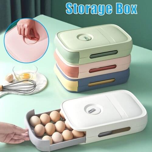 Hot Sale Refrigerator Eggs Storage Box with Fresh Schedule Rolling Drawer Type Eggs Box Egg Storage Saving Container NOV99