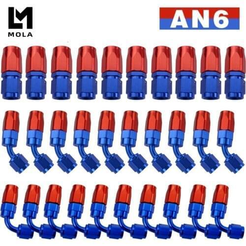 10 Pieces AN6 Oil Fuel Swivel Hose Anoized Aluminum Straight Elbow 45 180 Degree Hose End Oil Fuel Reusable Fitting