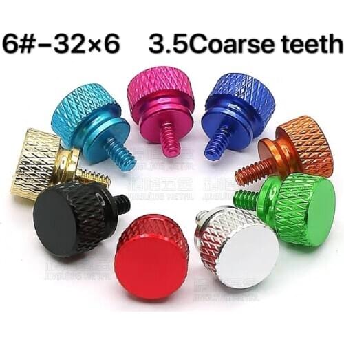 10pcs/lot type colourful 6#-32x6 Aluminum Knurled Head computer case Hand tighten Thumb Screws