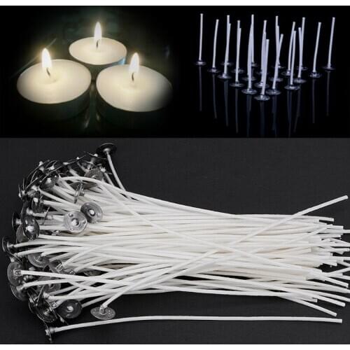 100Pcs 6Inch DIY Candle Wick Core Pre Waxed With Sustainers Cotton Coreless 15CM R9UC