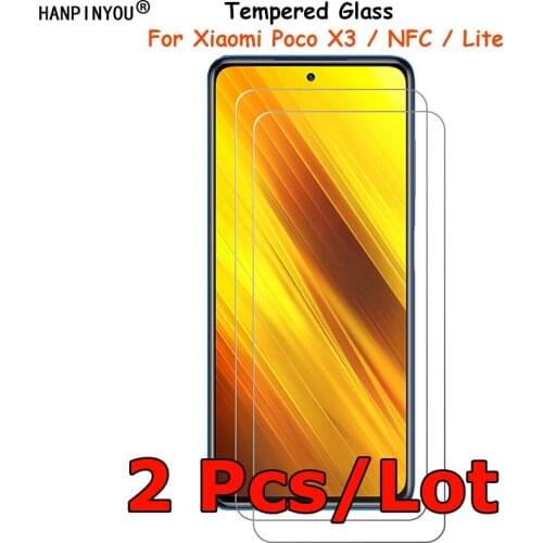 2 Pcs/Lot For Xiaomi Poco X3 / NFC / Lite Clear Tempered Glass Screen Protector Ultra Thin Explosion-proof Protective Film