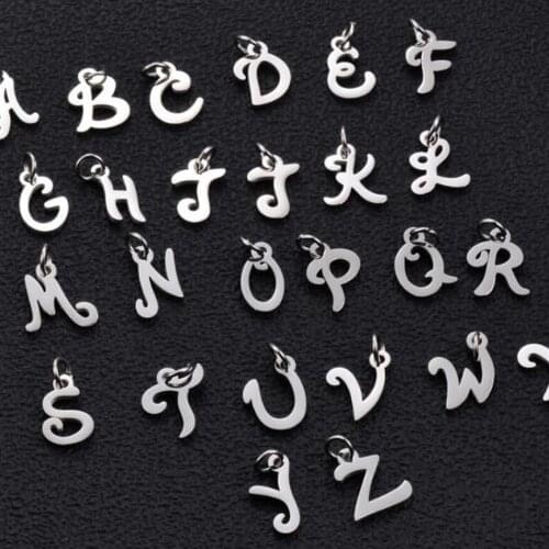 5Pcs Stainless Steel Initial Letter A-Z Charms DIY For Jewelry Making Bracelet Necklace Accessories