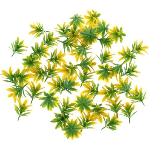 50PC 3cm High Painted Plastic Model Trees Weeds Toy Train Park DIY Accessory