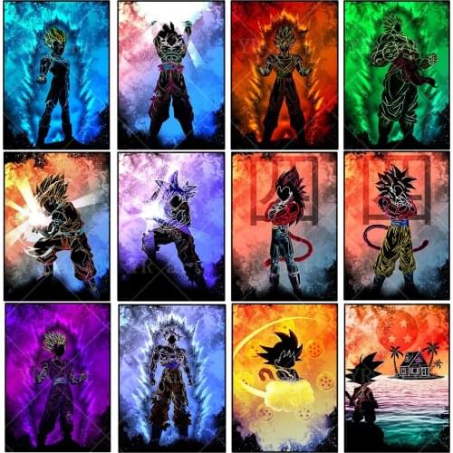 Abstract Watercolor Anime Poster Dragon Ball Saiyan Wall Art Canvas Painting Print Modern Kid Room Decoration Picture Cuadros