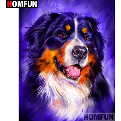 HOMFUN Full Square/Round Drill 5D DIY Diamond Painting "Animal dog" 3D Diamond Embroidery Cross Stitch Home Decor A19483