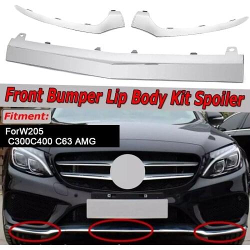 Car Chrome Front Bumper Lip Lower Splitter Cover Trim for Benz W205 C300 C400 C63 AMG 2058851574