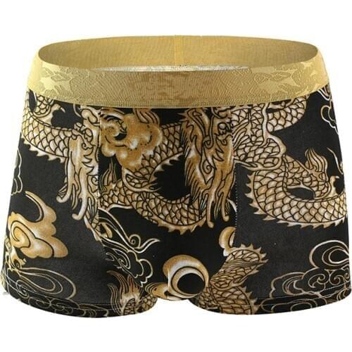 Fashion Boxer Men Underwear Mens Cotton Cuecas Masculina Man Dragon Printed Breathable Boxers Underpants Boxershorts Size L-4XL