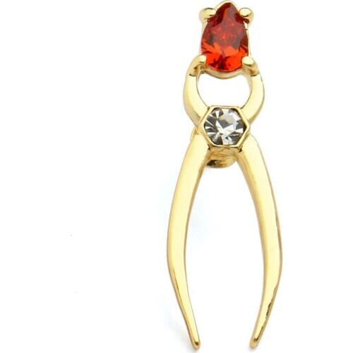 Gold Silver Color Forceps Pins and Brooches Dentist Fashion Red Crystal Gift Doctor/ students Medical Jewelry/Chemistry Brooch