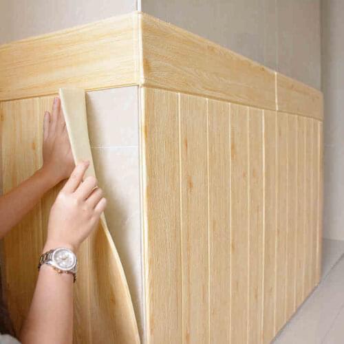 Wooden 3D Wall Sticker Panel Self-Adhesive Foam Stereo Wallpaper Living Room Home House Decor Bedroom Kid TV Decoration Kitchen