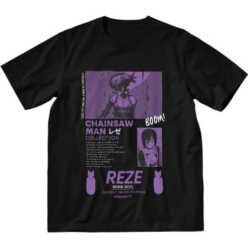 Fashion Chainsaw Man T-shirt Men Streetwear Funny T Shirt Short Sleeve Reze Tshirt 100% Cotton Tees Top Clothing Gift Idea