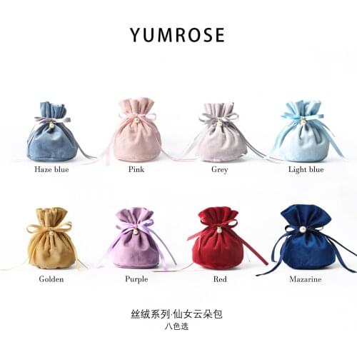 Ins Creative Gift Velvet Bag With Pearl String Christmas Birthday Party Cooikes Candy Bags Boxes Jewelry Velvet Sachet Bags