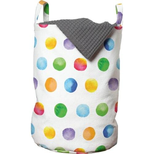 Watercolor Laundry Basket Abstract Brush Stroke Polka Dots Organizer for Clothes Underwear Socks Toys Wash Bag & Home Storage