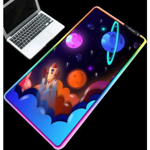 XGZ Large size lighting mouse pad RGB colorful lighting happy planet pattern table pad high quality LED keyboard pad