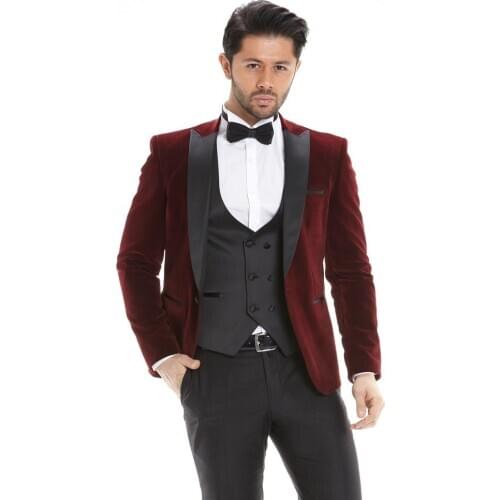 Handsome Groomsmen Peak Lapel Groom Tuxedos Mens Wedding Dress Man Jacket Blazer Prom Dinner (Jacket+Pants+Tie+Vest) A169